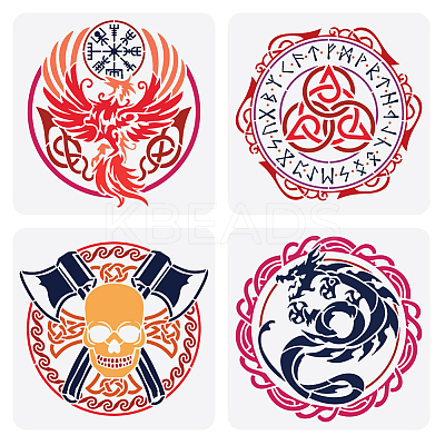 4Pcs 4 Styles PET Hollow Out Drawing Painting Stencils DIY-WH0394-0228-1