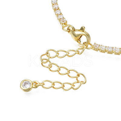 Cubic Zirconia Classic Tennis Necklace with Flower Links NJEW-N048-01A-1