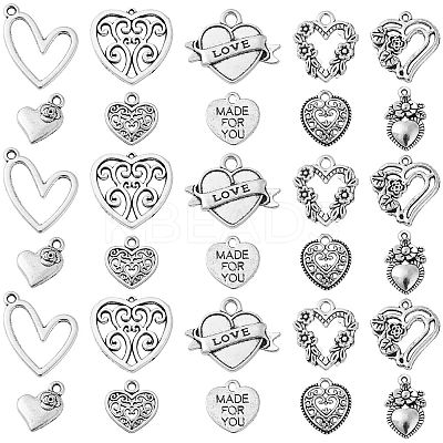100Pcs 10 Styles Tibetan Style Alloy Pendants TIBEP-CJ0002-64-1