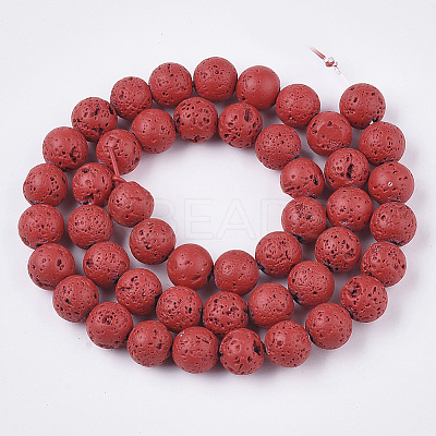 Spray Painted Natural Lava Rock Beads Strands LS-G-N0324-B-05-1