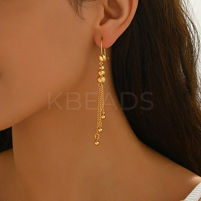 Brass Round Tassel Hoop Earrings XU1171-2-1