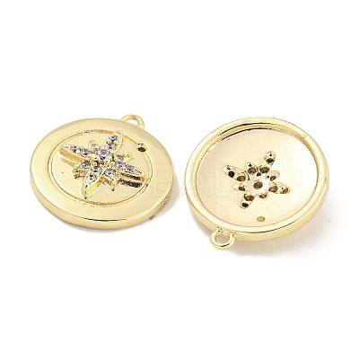 Brass Micro Pave Clear Cubic Zirconia Charms KK-S386-21G-1