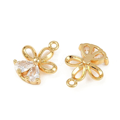 Brass Micro Pave Clear Cubic Zirconia Charms KK-B137-18G-1