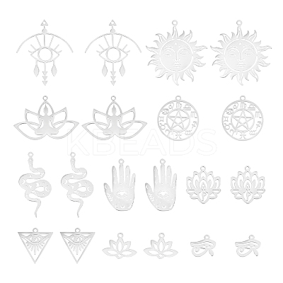 20Pcs 10 Styles 304 Stainless Steel Laser Cut Charms STAS-UN0048-70-1