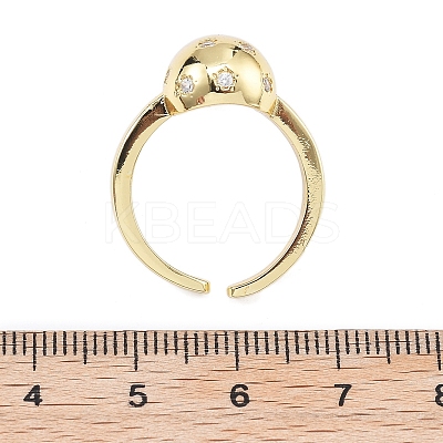 Rack Plating Brass Micro Pave Clear Clear Cubic Zirconia Cuff Finger Rings for Women RJEW-M028-50G-1