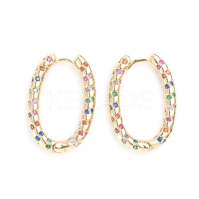Brass Micro Pave Cubic Zirconia Huggie Hoop Earrings EJEW-G274-10G-1