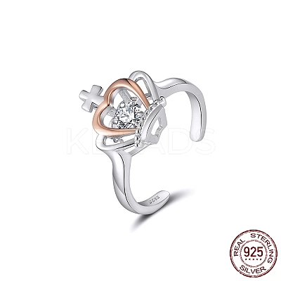 Rhodium Plated 925 Sterling Silver Cuff Rings RJEW-C064-45C-P-1