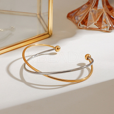 304 Stainless Steel Cuff Bangles for Women BJEW-B139-01-1