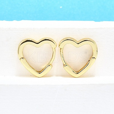 Heart Brass Hoop Earrings EJEW-H157-05G-1