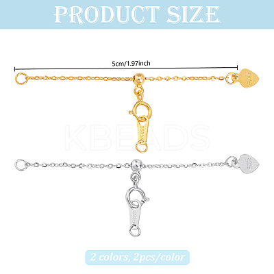 4Pcs 2 Colors 925 Sterling Silver Chain Extenders STER-HY0001-04-1