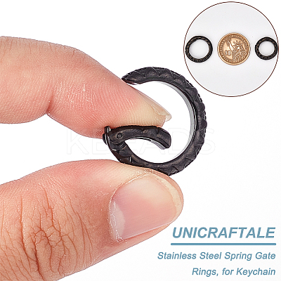 2Pcs 2 Styles 304 Stainless Steel Spring Gate Rings STAS-UN0041-73-1
