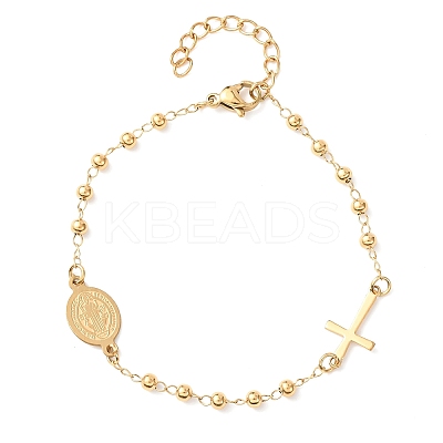 Religion 304 Stainless Steel Link Bracelets BJEW-F524-05A-G-1