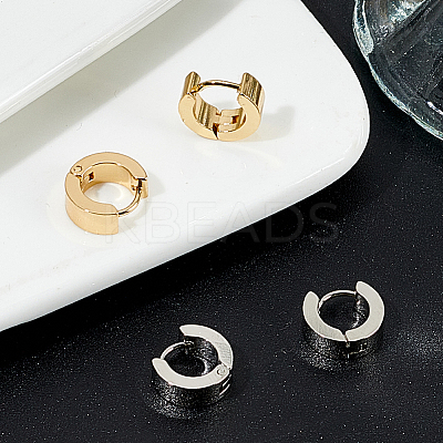 4 Pairs 2 Colors 304 Stainless Steel Huggie Hoop Earrings EJEW-LP0001-08-1