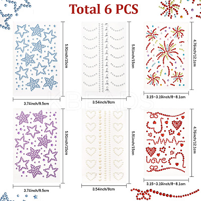 6 Styles Resin & Terylene & Acrylic Face Painting Stickers AJEW-SP0002-66-1