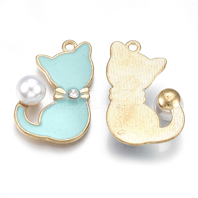 Alloy Enamel Kitten Pendants X-ENAM-S115-045D-1