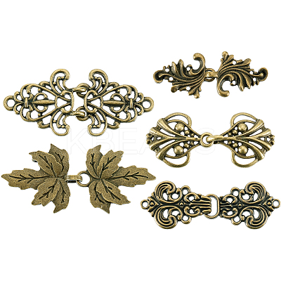 5 Bags 5 Styles Zinc Alloy Hook Button FIND-PH0027-46-1
