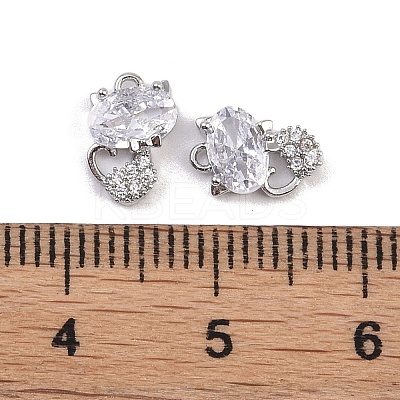 Brass Micro Pave Clear Cubic Zirconia Pendants KK-K351-31P-1