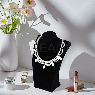 Velvet with Wood Bust Necklace Display Stands NDIS-WH0016-06-1
