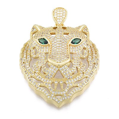 Brass Micro Pave Clear Cubic Zirconia Pendants KK-G431-27G-1