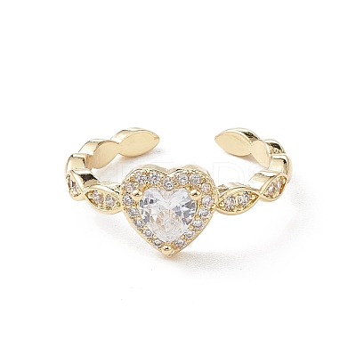 Heart Clear Cubic Zirconia Cuff Ring LS-RJEW-M146-07G-1