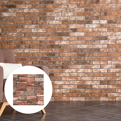 XPE Foam 3D Anticollision Wall Stickers Brick Pattern Stickers DIY-WH0591-086B-1