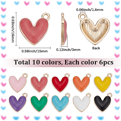 60Pcs 10 Colors Eco-Friendly Zinc Alloy Pendants FIND-SC0024-13-1