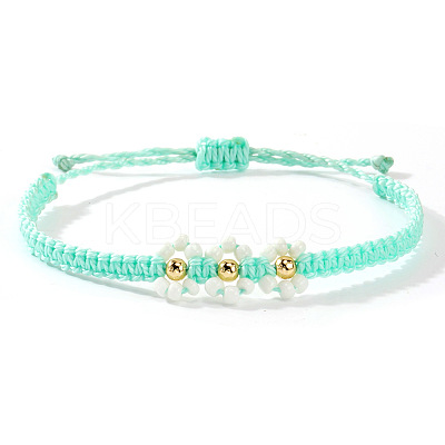 Handmade Daisy Glass Seed Bead Woven Flower Braided Bracelets CR2331-8-1