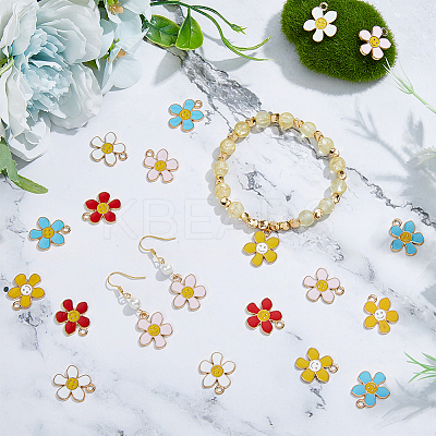 50Pcs 5 Colors Alloy Enamel Pendants ENAM-HY0003-02-1