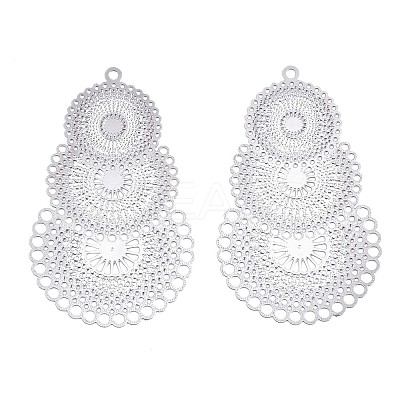 Tarnish Resistant 304 Stainless Steel Filigree Pendants STAS-R102-10P-1