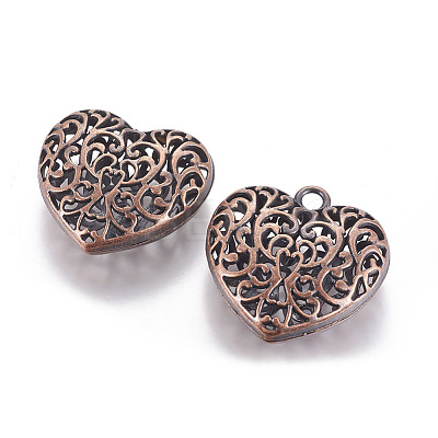 Hollow Tibetan Style Alloy Heart Pendants LS-TIBEP-S095-R-NR-1