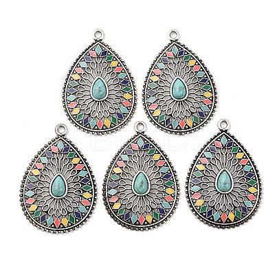 Tibetan Style Alloy with Acrylic Pendants PALLOY-F319-05B-AS-1