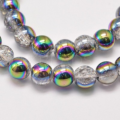 Electroplate Synthetic Crackle Quartz Beads Strands EGLA-J067-8mm-M-1