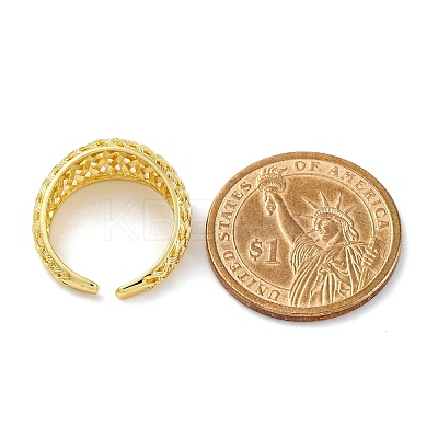 Rack Plating Brass Cuff Finger Rings for Women RJEW-M028-20G-1