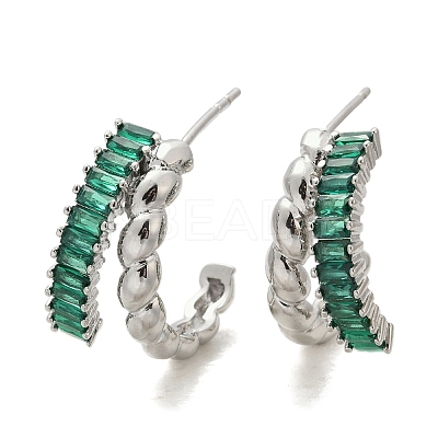 Twist Brass Micro Pave Cubic Zirconia Stud Earrings EJEW-M082-16P-01-1