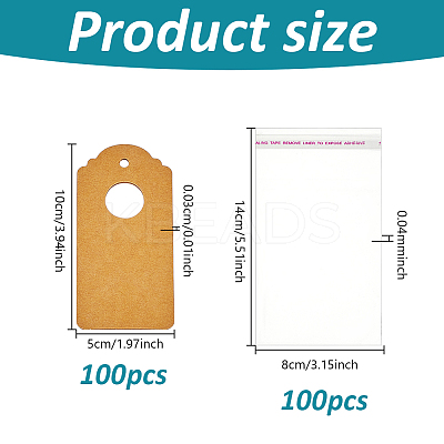 100Pcs Kraft Paper Jewelry Badge Display Cards OPC-NB0001-04A-1