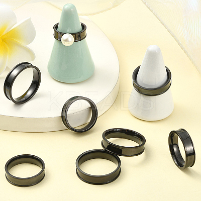18Pcs 6 Styles 201 Stainless Steel Grooved Finger Ring Settings STAS-SC0010-59-1