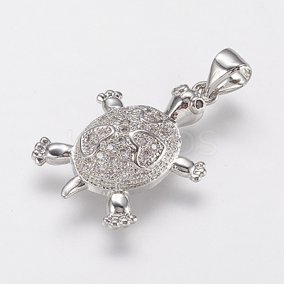 Brass Micro Pave Cubic Zirconia Pendants X-ZIRC-G104-23P-1