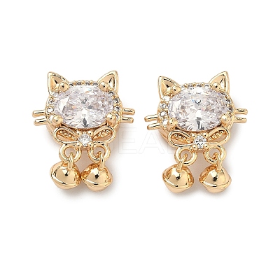 Brass Pave Cubic Zirconia Cat with Bowknot Multi-Strand Links KK-A286-17G-01-1