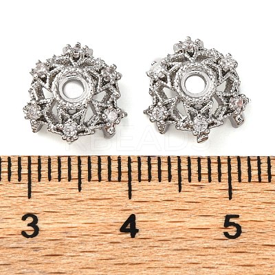 Brass Micro Pave Clear Cubic Zirconia Bead Caps KK-K378-46B-P-1