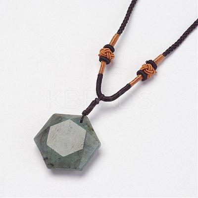 Natural Labradorite Pendant Necklaces NJEW-P157-02-1