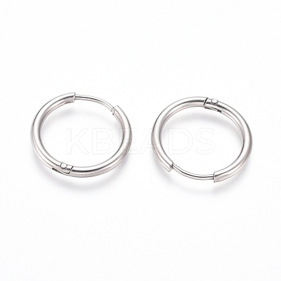 Tarnish Resistant 202 Stainless Steel Huggie Hoop Earrings EJEW-F111A-19mm-P-1