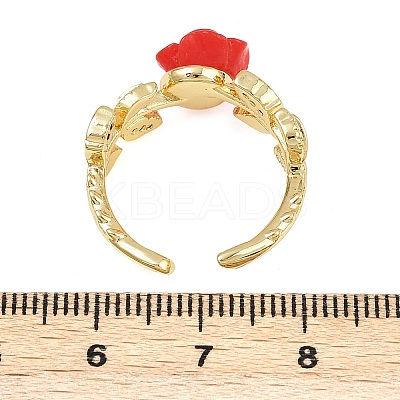 Flower Resin Cuff Rings RJEW-P155-01A-G-1