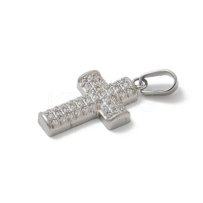 304 Stainless Steel Micro Pave Cubic Zirconia Pendants STAS-Z107-08P-16-1