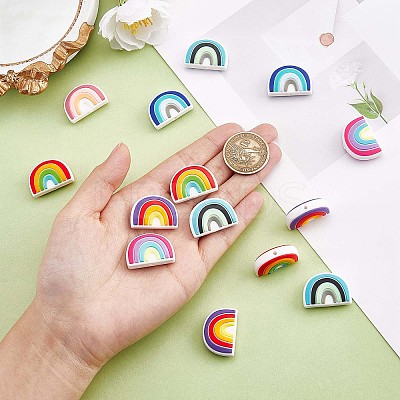 18Pcs 6 Colors Rainbow Silicone Focal Beads Bulk Rainbow Loose Spacer Beads Charm Color Silicone Beads Kit for DIY Necklace Bracelet Earrings Keychain Craft Jewelry Making JX322A-1