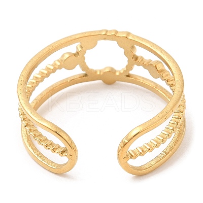 304 Stainless Steel Hollow Ring Open Cuff Rings for Women STAS-D085-25G-1