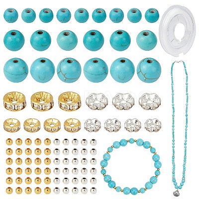 DIY Synthetic Turquoise Beads Necklace Making Kit DIY-SC0018-05-1