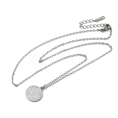 Jerusalem Cross 304 Stainless Steel Medal Pendant Necklaces NJEW-D349-01P-1
