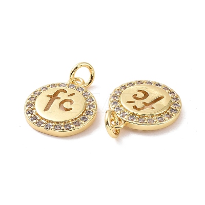Rack Plating Brass Micro Pave Clear Cubic Zirconia Pendants ZIRC-C042-02G-1