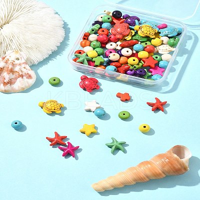 100Pcs 6 Styles Synthetic Turquoise Beads Sets TURQ-FS0001-05-1