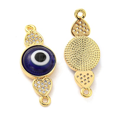 Brass Micro Pave Clear Cubic Zirconia Connector Charms KK-K338-03G-1